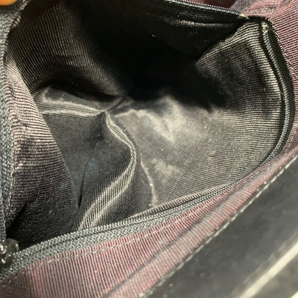 1980s PALIZZIO Black Suede Patent Snakeskin Accents Hinged Clutch Shoulder Bag - Picture 12 of 12